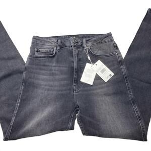 NEW ANINE BING women's high rise skinny jeans in washed black